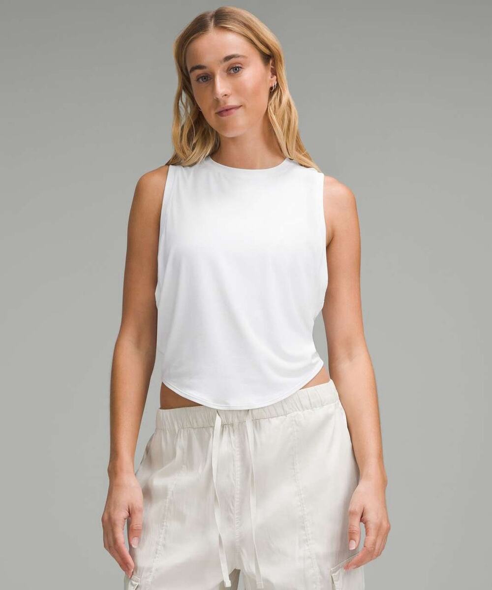 Lululemon Women’s Soft-Knit Crewneck Cropped White Tank Top Sz 10